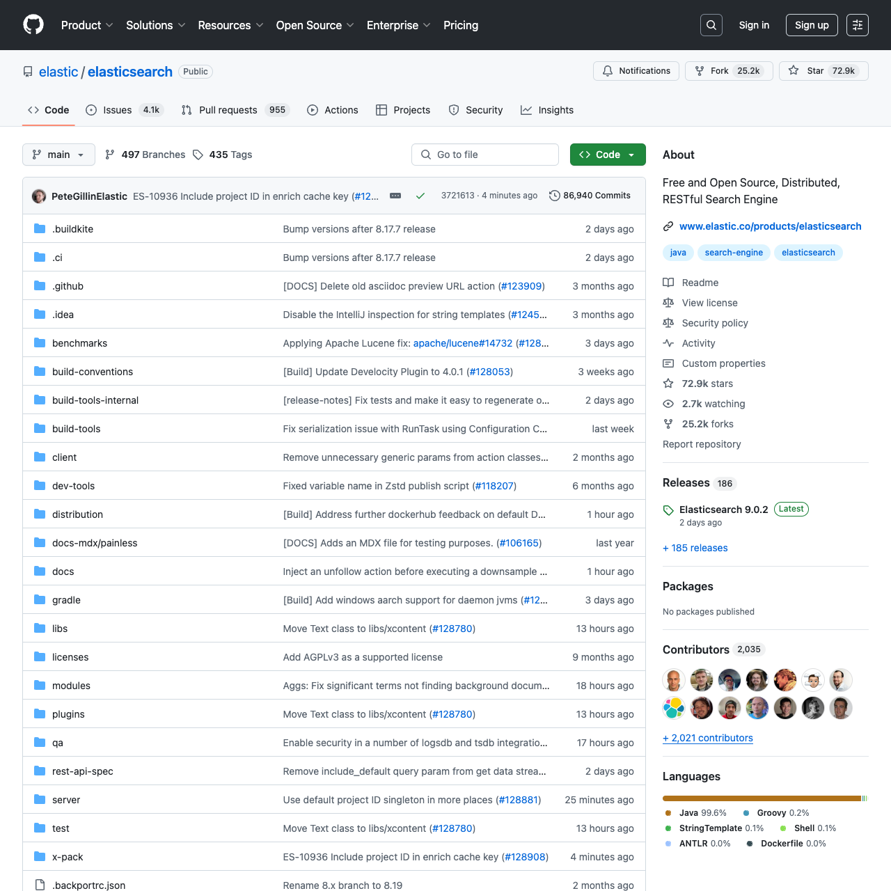 Elasticsearch GitHub Code