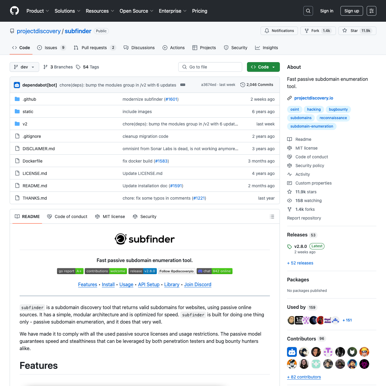 subfinder 开源代码截图